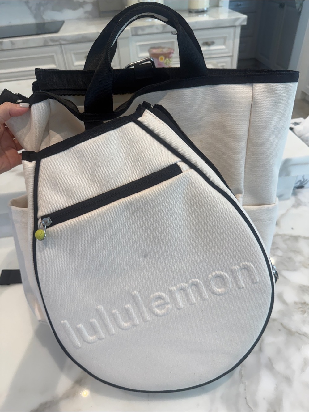 lululemon athletica White Canvas Backpack with Black Trim
